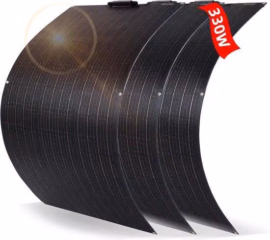Unità solare flessibile da 330 W, nera, per camper e campeggio