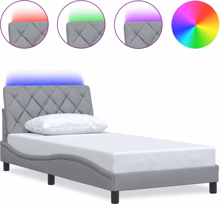 Giroletto con LED senza Materasso Grigio Chiaro 100x200 cm