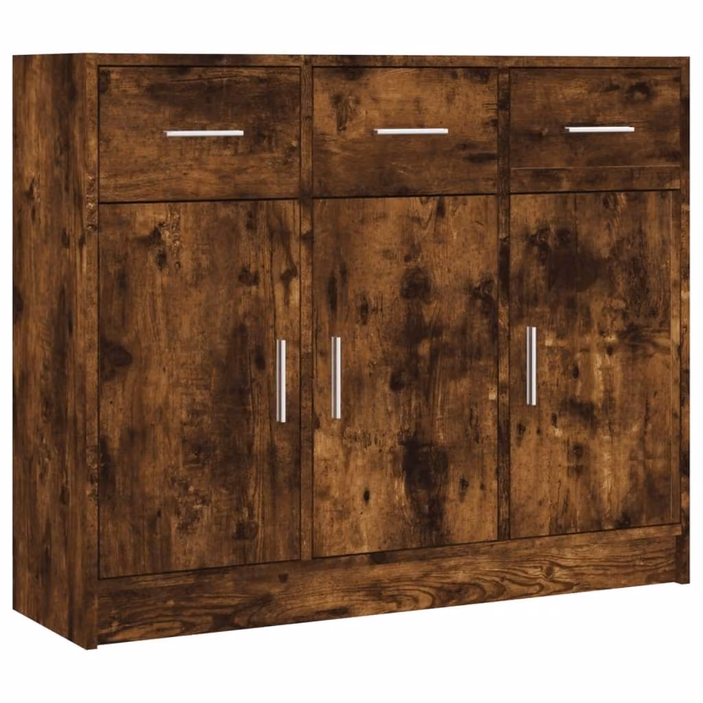 Credenza Rovere Fumo 91x28x75 cm in Legno Multistrato