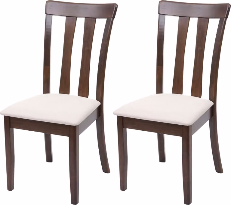 set di 2 sedie da pranzo HWC-G46, sedia da cucina Sedia, tessuto/tessuto legno massiccio ~ struttura scura, beige