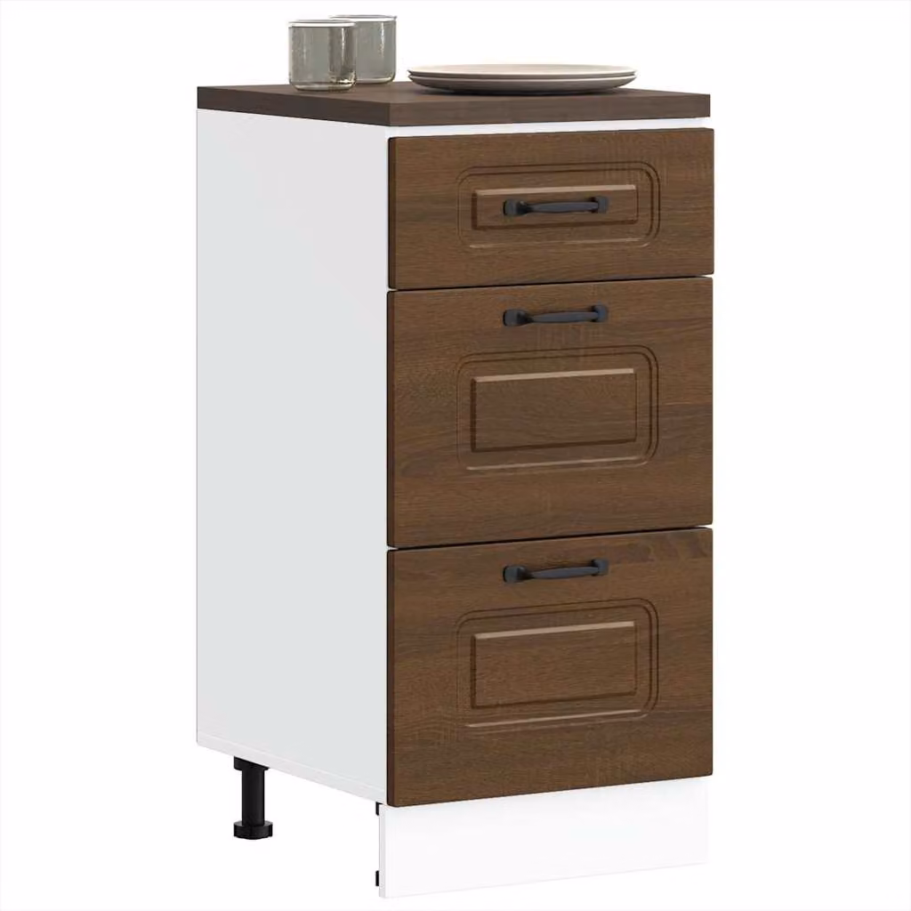 Base da cucina moderna vidaXL Kalmar in legno multistrato e MDF, colore marrone rovere, L: 46 cm, P: 40 cm, H: 81,5 cm