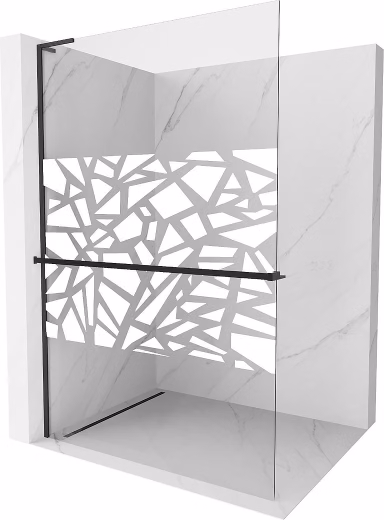 Mexen Kioto+ L schermo doccia con mensola Walk-in 80 x 200 cm, motivo bianco, nero - 800-080-123-70-85