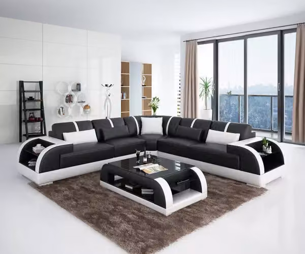 Design Moderne Ecksofa Wohnzimmer Möbel Eckcouch Lederpolster Couch Sofa L-Form