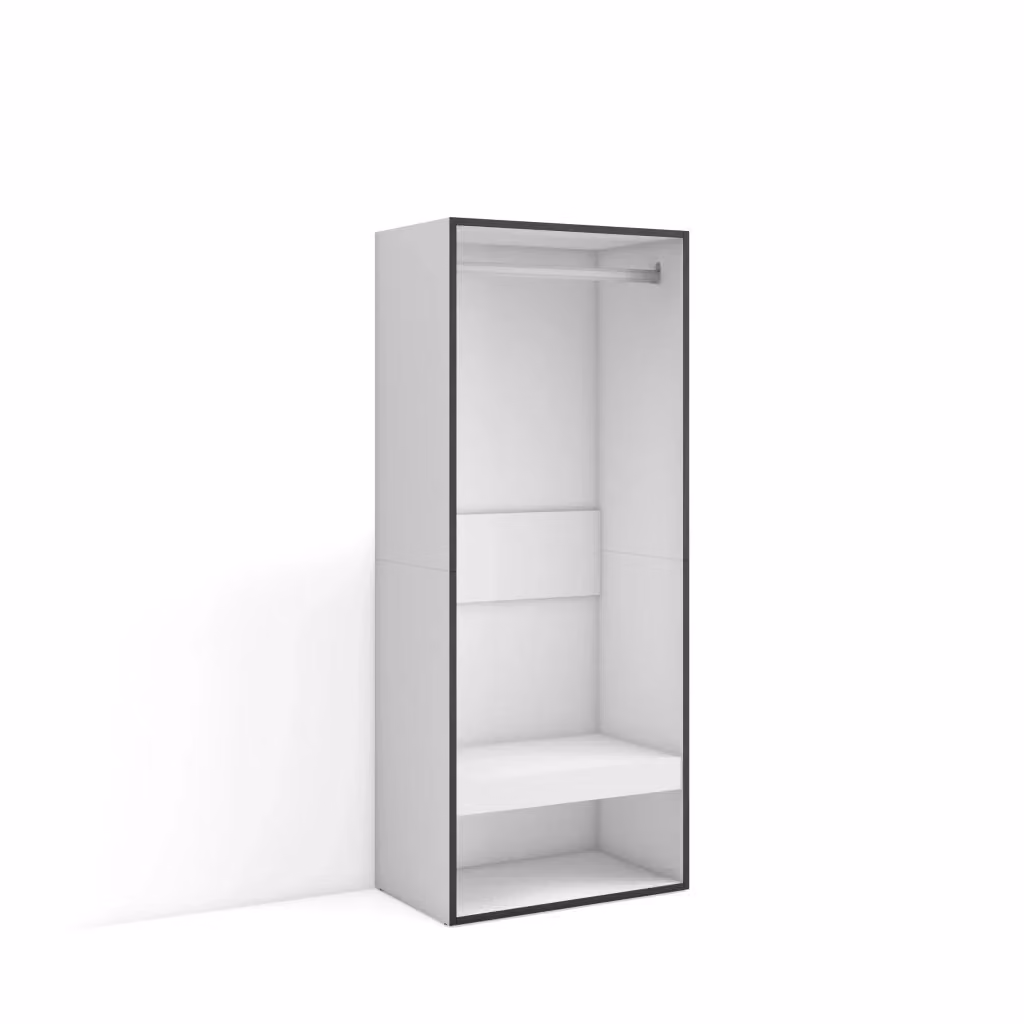 Armadio Aperto Moderno SKRAUT HOME per Camera da Letto con Ripiani e Appendiabiti, Bianco e Nero, L: 60 cm, P: 35 cm, H: 145 cm – 2