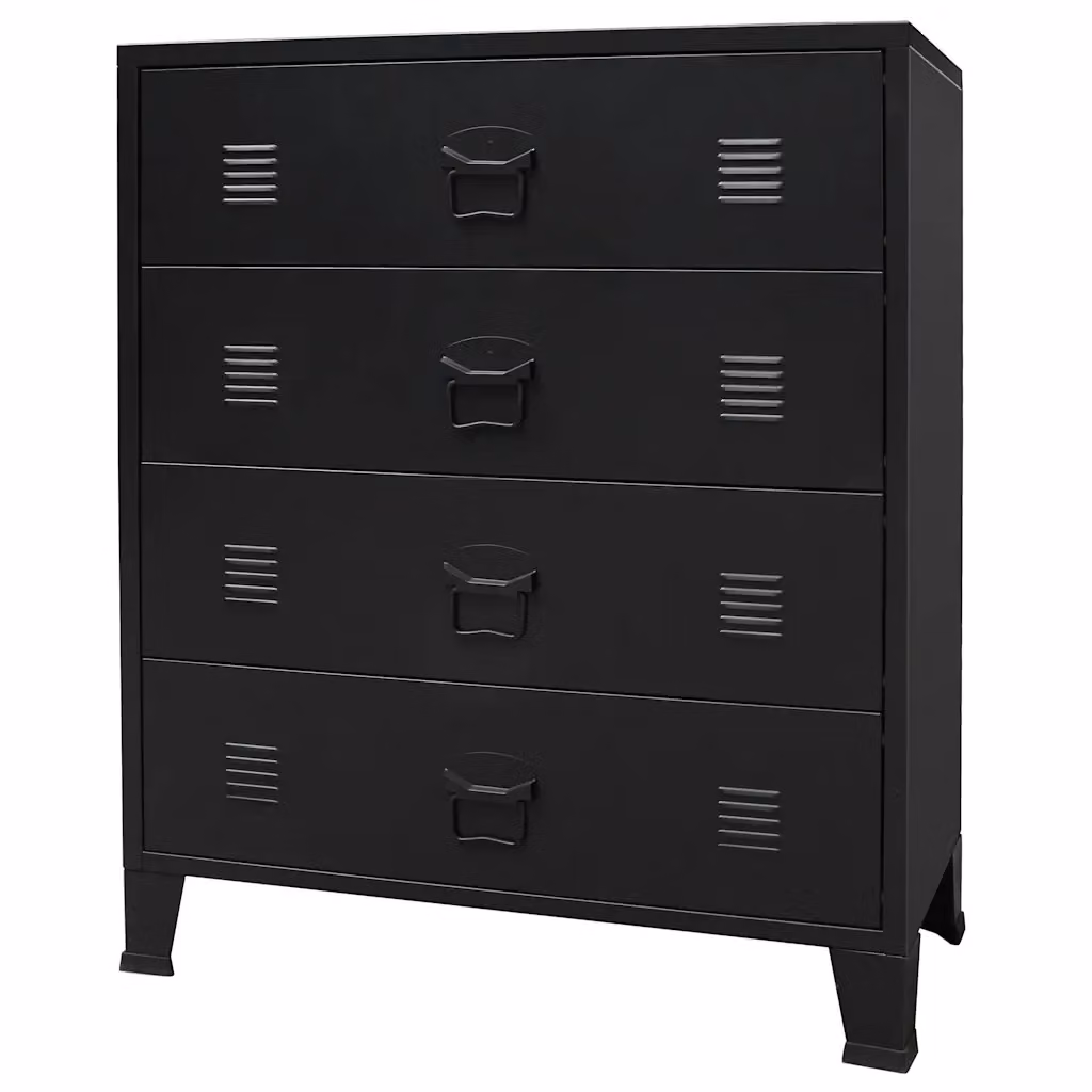 Cassettiera in metallo in stile industriale vidaXL nera L: 78 cm, P: 40 cm, H: 93 cm – 2