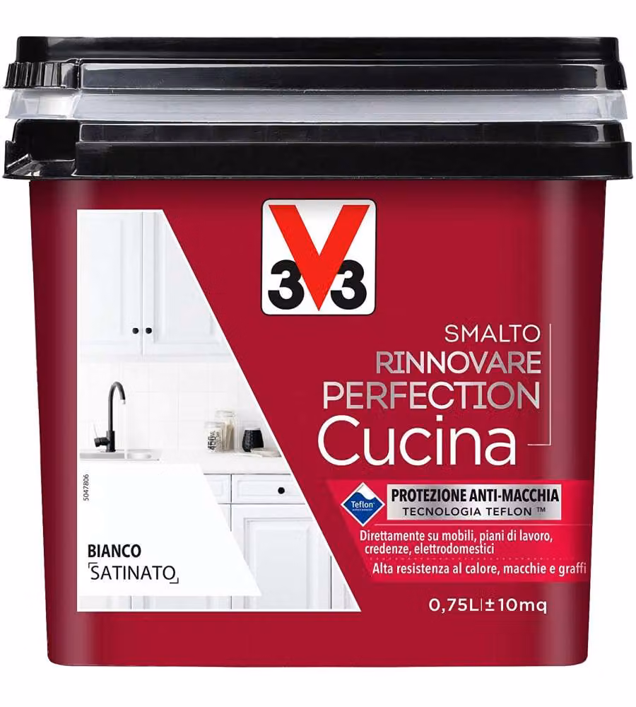 V33 Smalto Rinnovare Cucina - Bianco Satinato - 0,75 l
