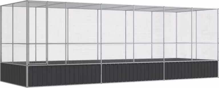 Voliera con Estensione Argento 625x207x212 cm in Acciaio