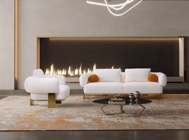 Sofagarnitur Komplette Couchgarnitur Weiß Sitzer Polstersofa Stoffsofa