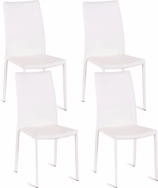 Sedia E-Stylo impilabile in similcuoio bianco con struttura in metallo e plastica, L: 42 cm, P: 41 cm, H: 95 cm