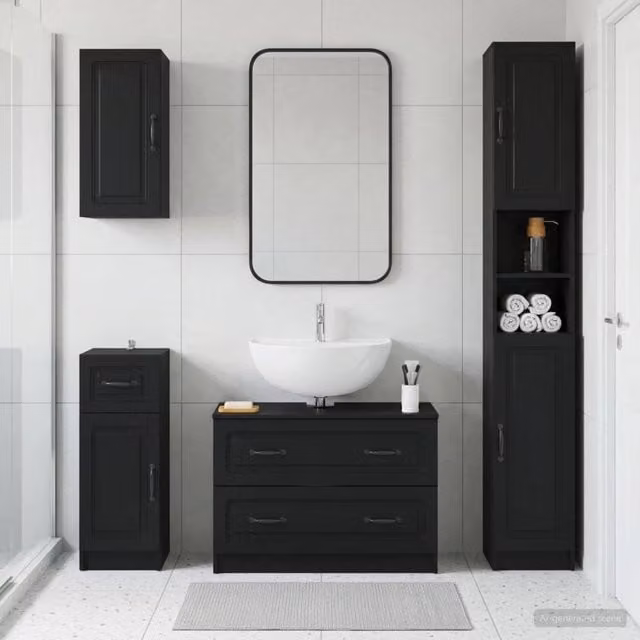 Set di Mobili da Bagno da 4 Pezzi UTRECHT Nero 3417973