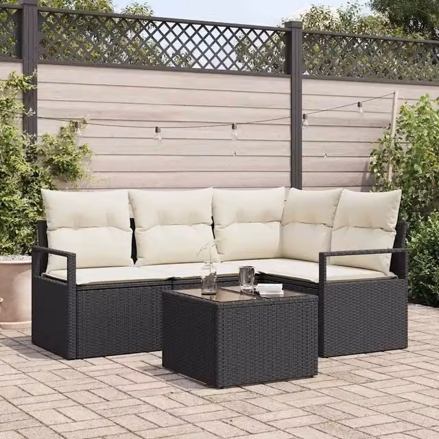 Set di divani 5 pz Nero polyrattan 3346367