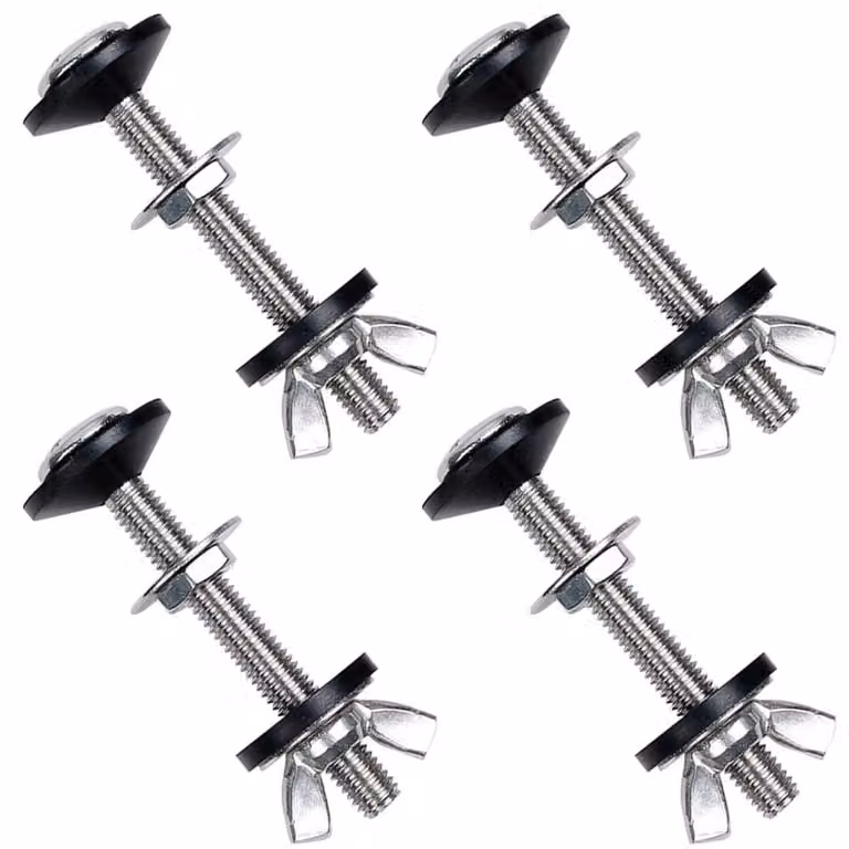 Set di 4 robuste viti per fissaggio del water, complete di anelli in gomma