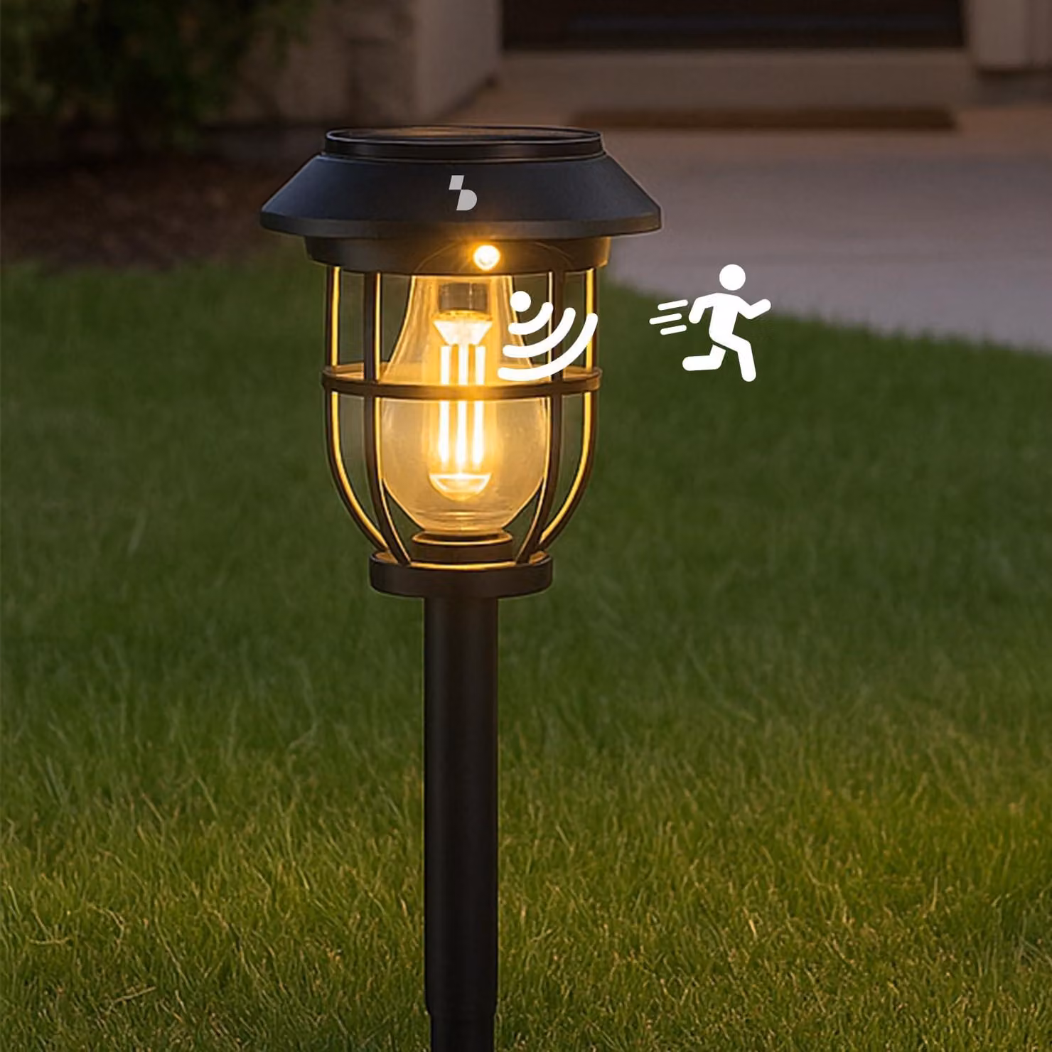 Lampada da giardino solare con sensore di movimento, 3 modalità, grado di protezione IP44, 52 cm