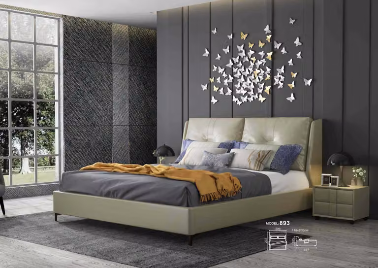 Bett Polster Design Luxus Doppel Hotel Betten Schlaf Zimmer Leder 180x200cm