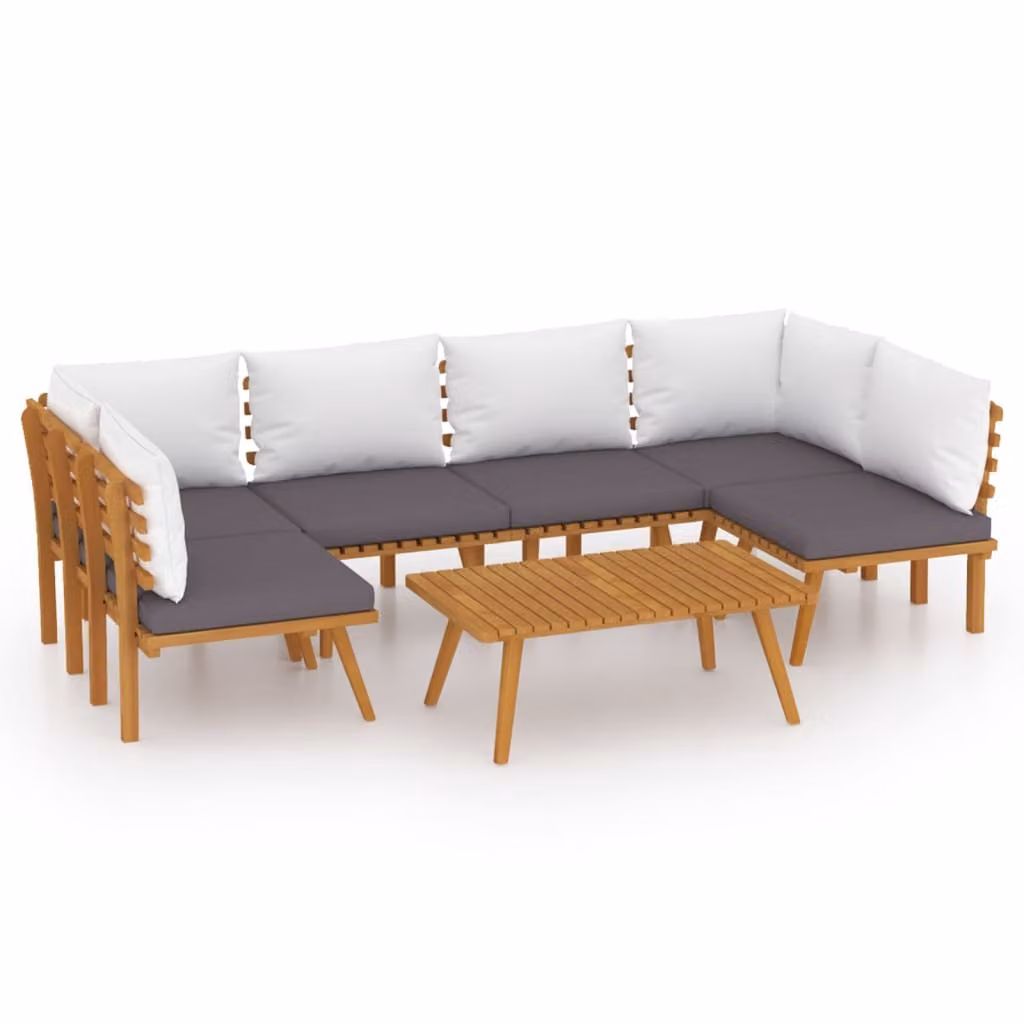 Set Divani da Giardino 7 pz con Cuscini in Massello di Acacia