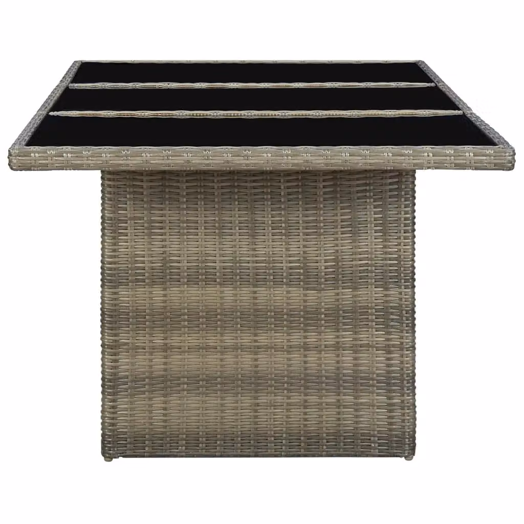 Tavolino da giardino moderno vidaXL in polyrattan e vetro con struttura in metallo, marrone e nero – 2