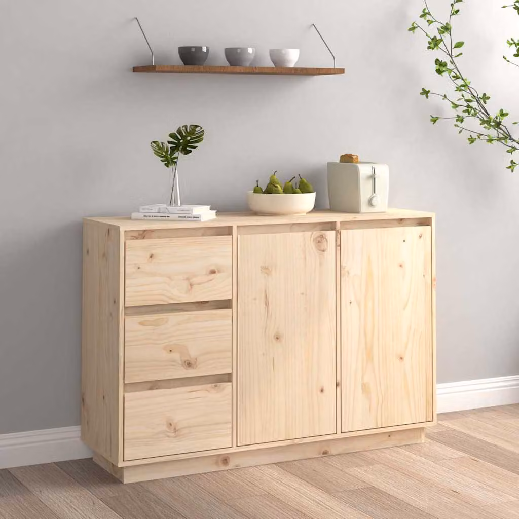 vidaXL Credenza in Legno Massello di Pino Rustico L: 111 cm, P: 34 cm, H: 75 cm