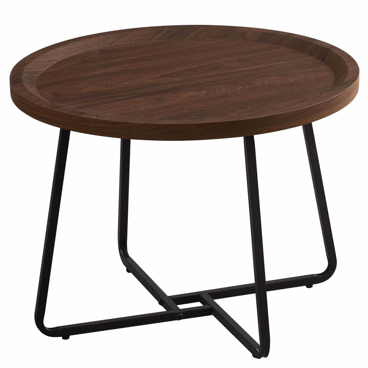 Tavolino Casa Dolce GELA, Ø 60x45 cm, marrone, piano con bordo rialzato, MDF, struttura in metallo, carico massimo 50 kg
