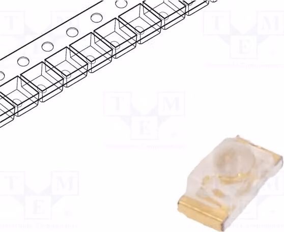 2 LED SMD 40°, 0603, 3,3÷4V, 80÷200 mcd, 1,6x0,8x0,95 mm, blu, 20 mA, KPTD-1608QBC-D