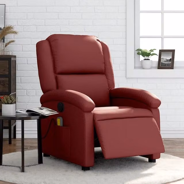 Poltrona Reclinabile Relax vidaXL in Similpelle Rossa con Braccioli – 1