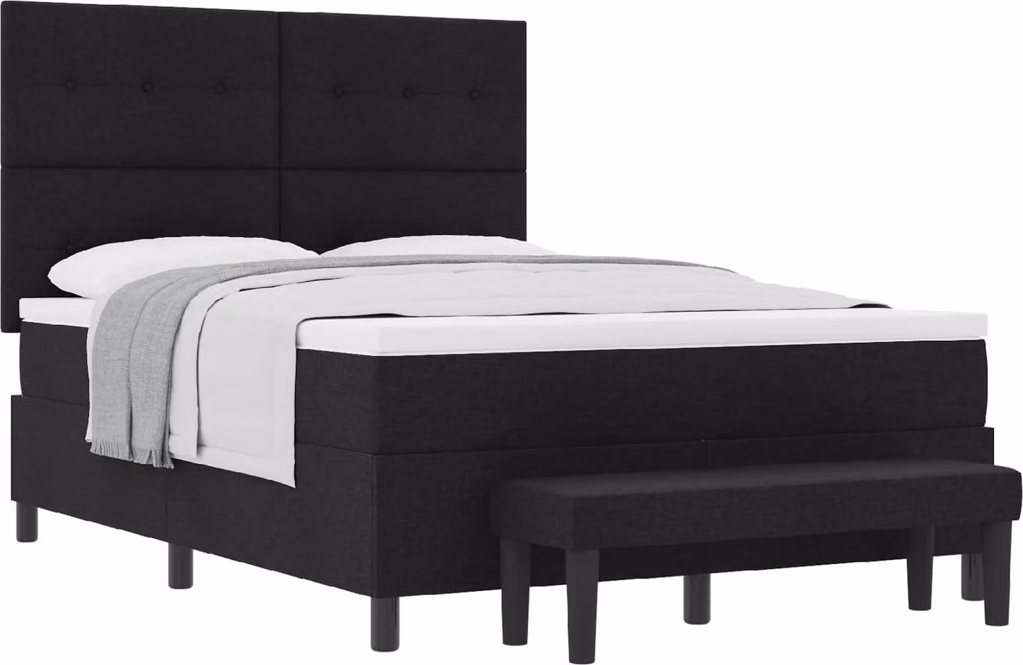 Letto a molle con testiera Nero 140 x 200 cm Tessuto