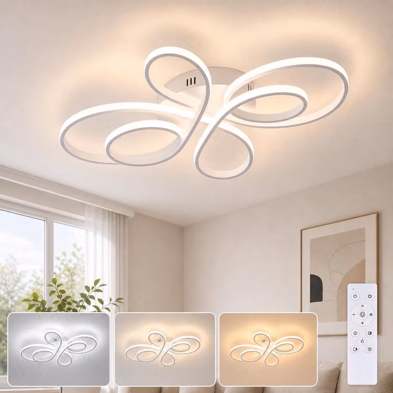 ZMH LED Plafoniera Lampada da luci a soffitto bianca Dimmerabile con telecomando 65W 66CM Moderna lampada creativa per soggiorno camera da letto sala