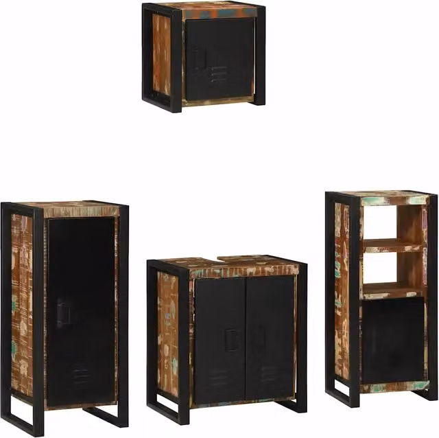 Set di mobili per il bagno 4 pz Multicolore e nero 3305655
