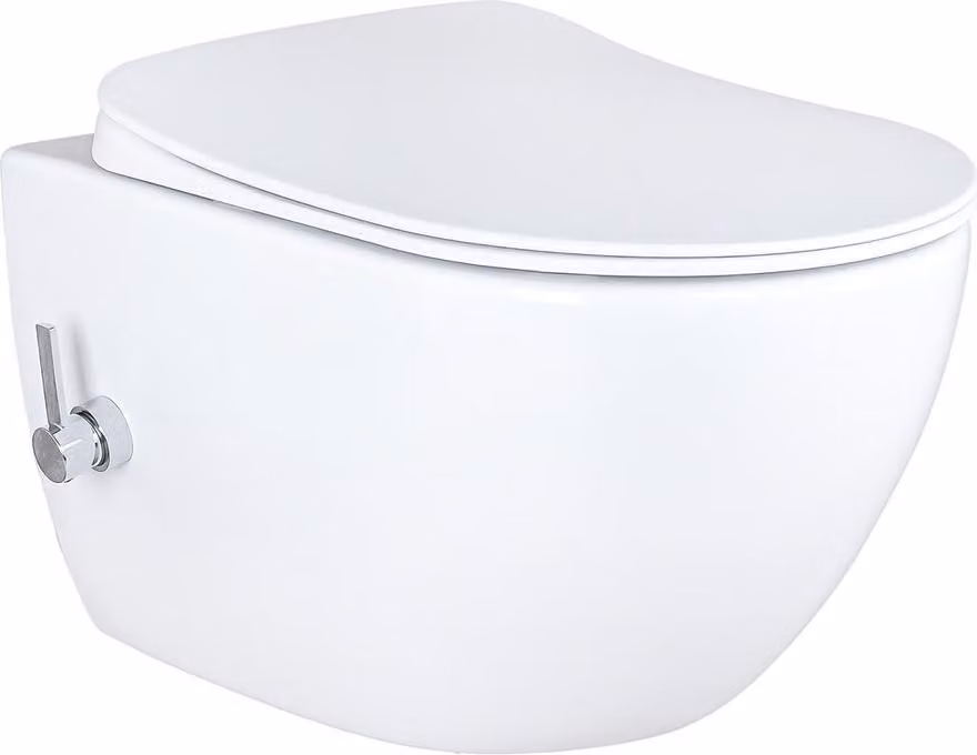 Creavit Design, vaso sospeso bianco con funzione bidet/doccia e miscelatore integrato per acqua calda/fredda
