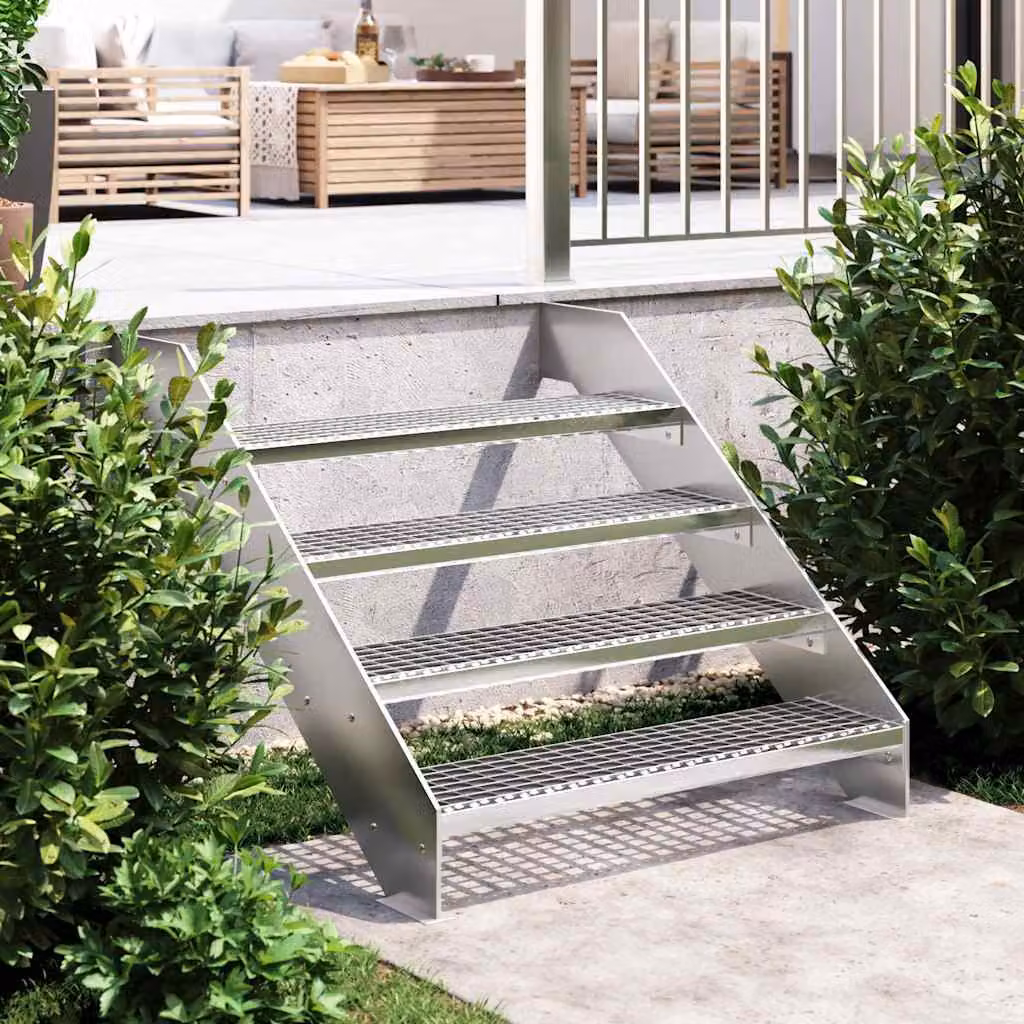 Gradino in griglia vidaXL in acciaio zincato color argento L 90 cm x P 24 cm x H 7 cm