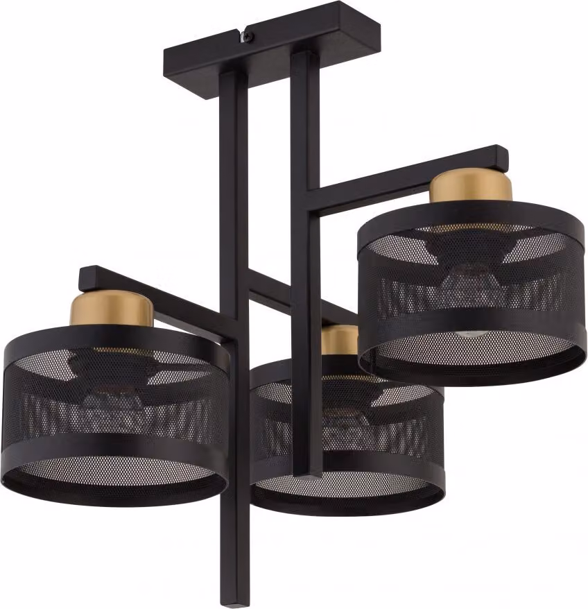 Plafoniera moderna decorativa con paralume nero-oro 3 punti Off 3xE27 15W Sigma Lighting