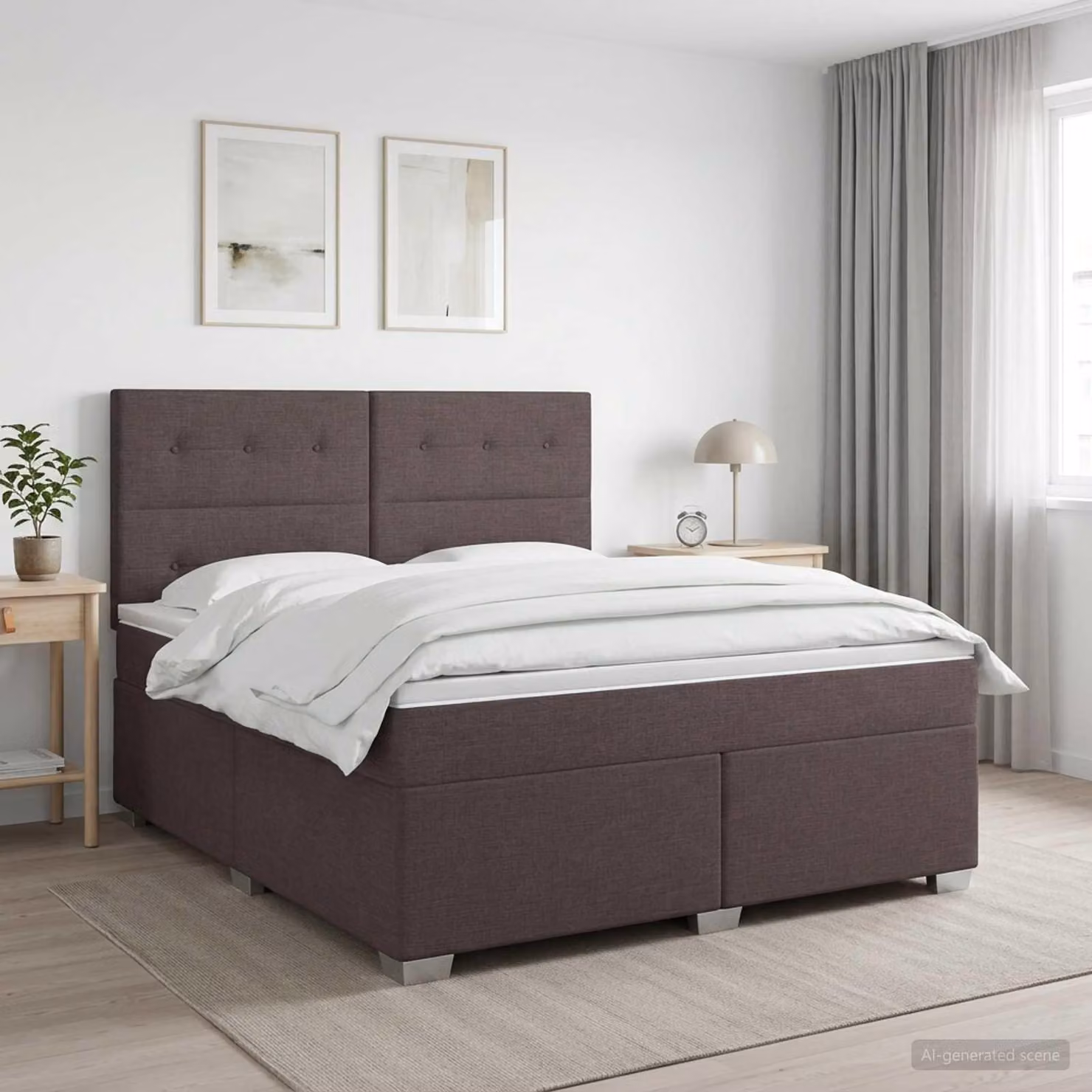 Maison Exclusive - Letto boxspring con materasso marrone scuro 140 x 190 cm Tessuto