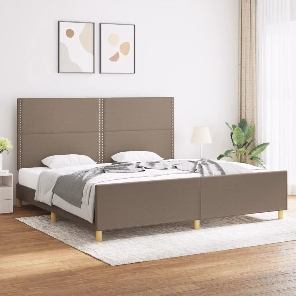 The Living Store Struttura letto con testiera Taupe 200x200 cm in tessuto