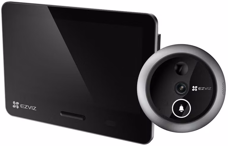 EZVIZ, telecamera di sicurezza intelligente EP4, Wi-Fi, 4K UHD (8 Mpx), display touch screen da 5,5", grado di protezione IP54, colore argento