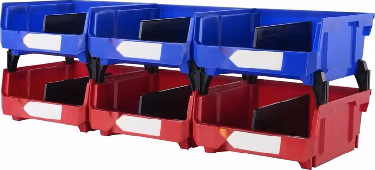 set di 6 scatole impilabili - Scatole di stoccaggio aperte Scatole impilabili Scatole di stoccaggio - Blu/Rosso