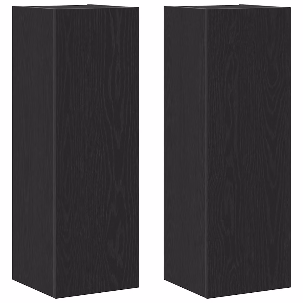 Set di 2 mobili TV sospesi moderni in legno Rovere e Nero, L/P/H: 30,5 x 28,5 x 90 cm – 2
