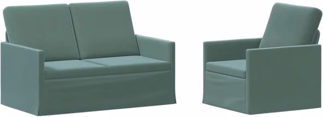 Set di 2 divani moderni vidaXL in velluto verde con struttura in metallo