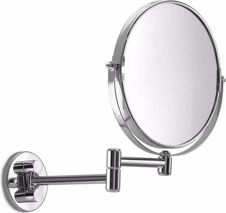 Specchio ingranditore 3x a muro in ottone cromato