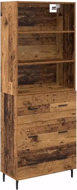 Credenza con cassetto 2 pz | Madia | Buffet da pranzo | Armadio da pranzo Legno vecchio Legno multistrato