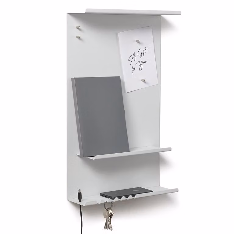Organizzatore da parete in metallo, 3-in-1, con pannello magnetico e magneti, dimensioni 30 x 9 x 49 cm, ideale per la cucina
