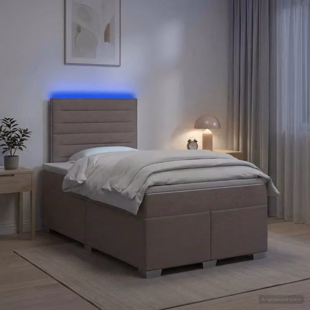 Letto box spring ibrido vidaXL con materasso a molle insacchettate e base contenitore, colore beige, L 120 x P 200 cm