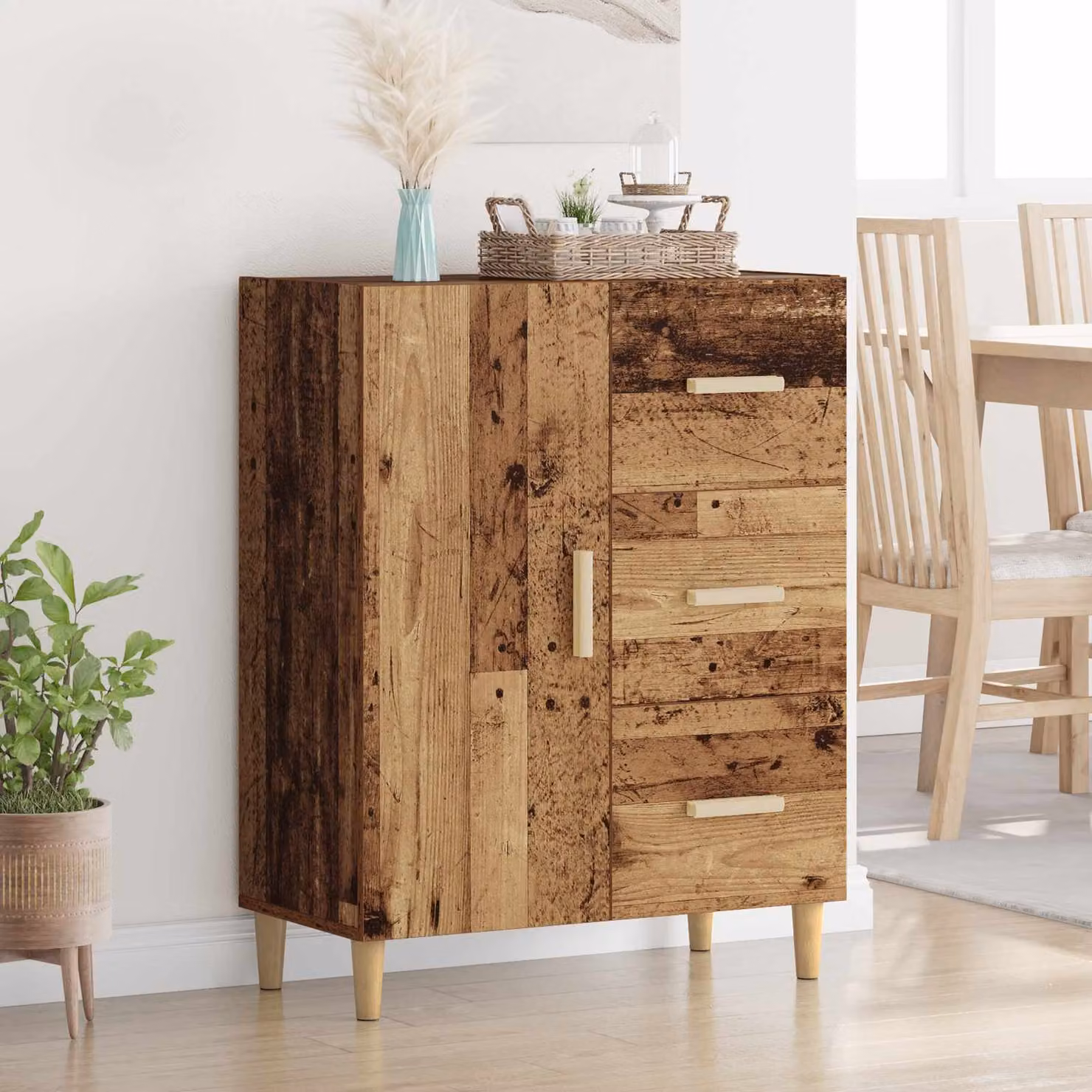 Credenza moderna vidaXL in legno ingegnerizzato color marrone L: 69.5 cm, P: 34 cm, H: 90 cm