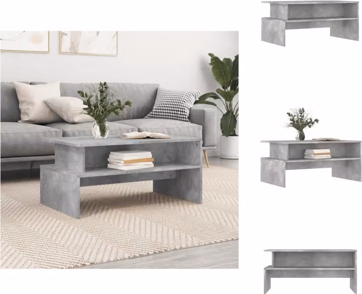 vidaXL Tavolino da caffè grigio cemento 90x55x42,5 cm materiale a base di legno - Tavolini da caffè