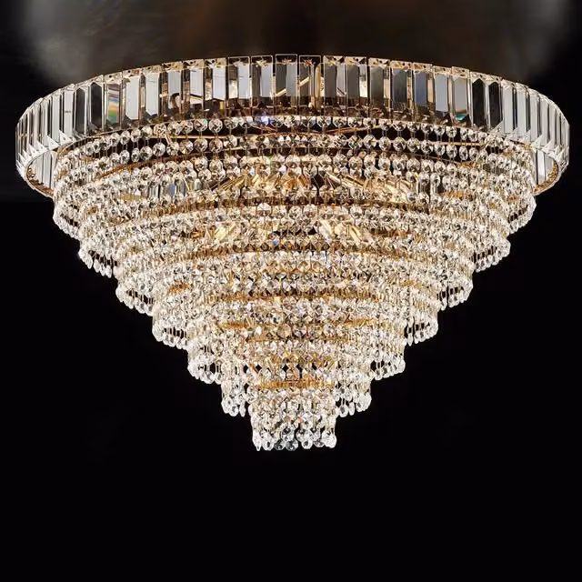 Plafoniera Contemporanea Vladimir Bonetti Illumina in Metallo Oro con 8 Luci E14 e Cristallo Trasparente
