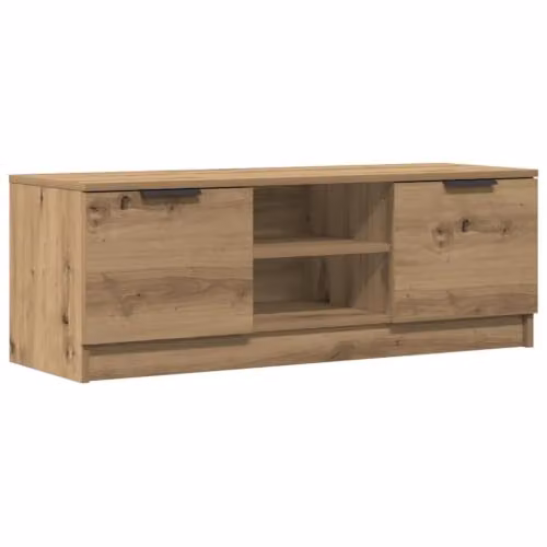 Mobile TV con spazio portaoggetti moderno, stabile, 102 x 35 x 36 cm, in legno di ingegneria, rovere artigianale 02_0050953