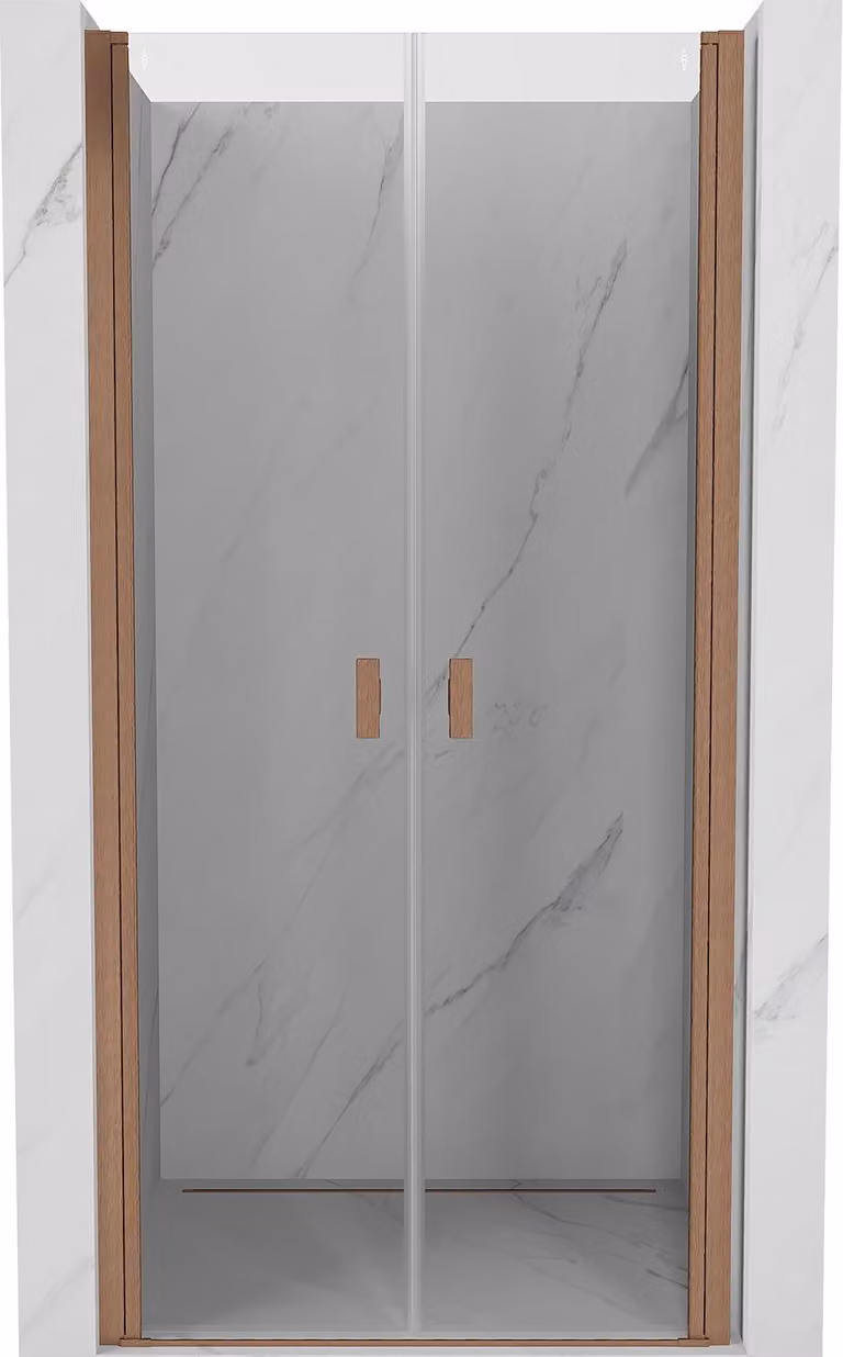 Mexen Mist porta doccia a battente 90 cm, trasparente, rame spazzolato - 8A7-090-000-65-00