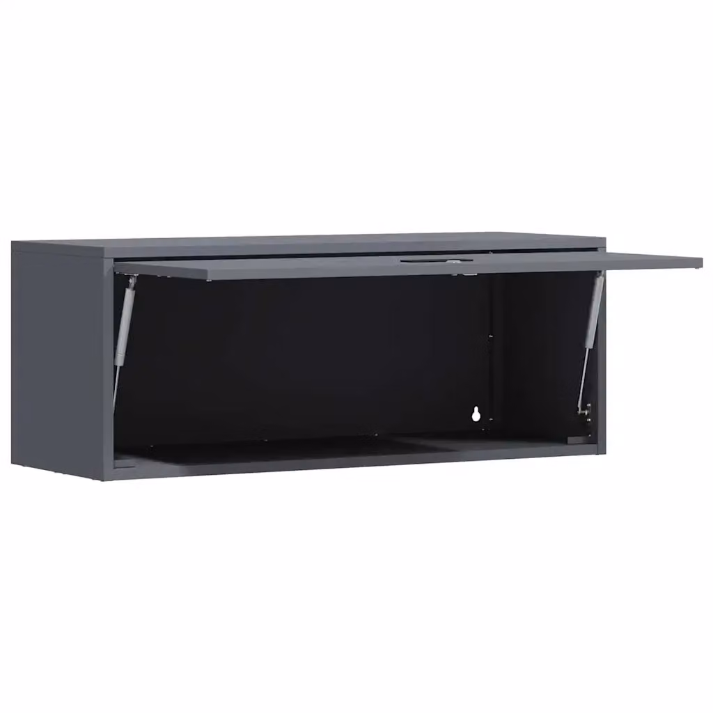 Armadio da parete HELLOSHOP26 in stile industriale antracite con ante a battente e serratura, L 90 cm x P 33 cm x H 35 cm – 2