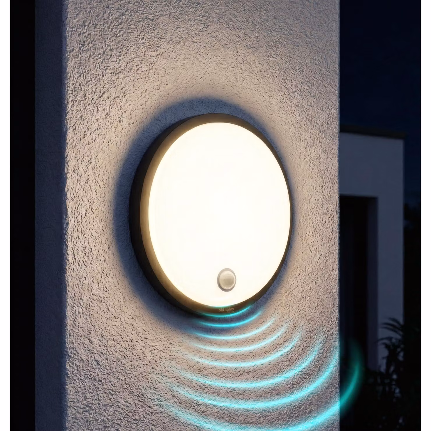Lampada da parete esterna a LED con sensore di movimento, 1010 lumen, 3000 Kelvin, grado di protezione IP65, forma circolare, colore antracite