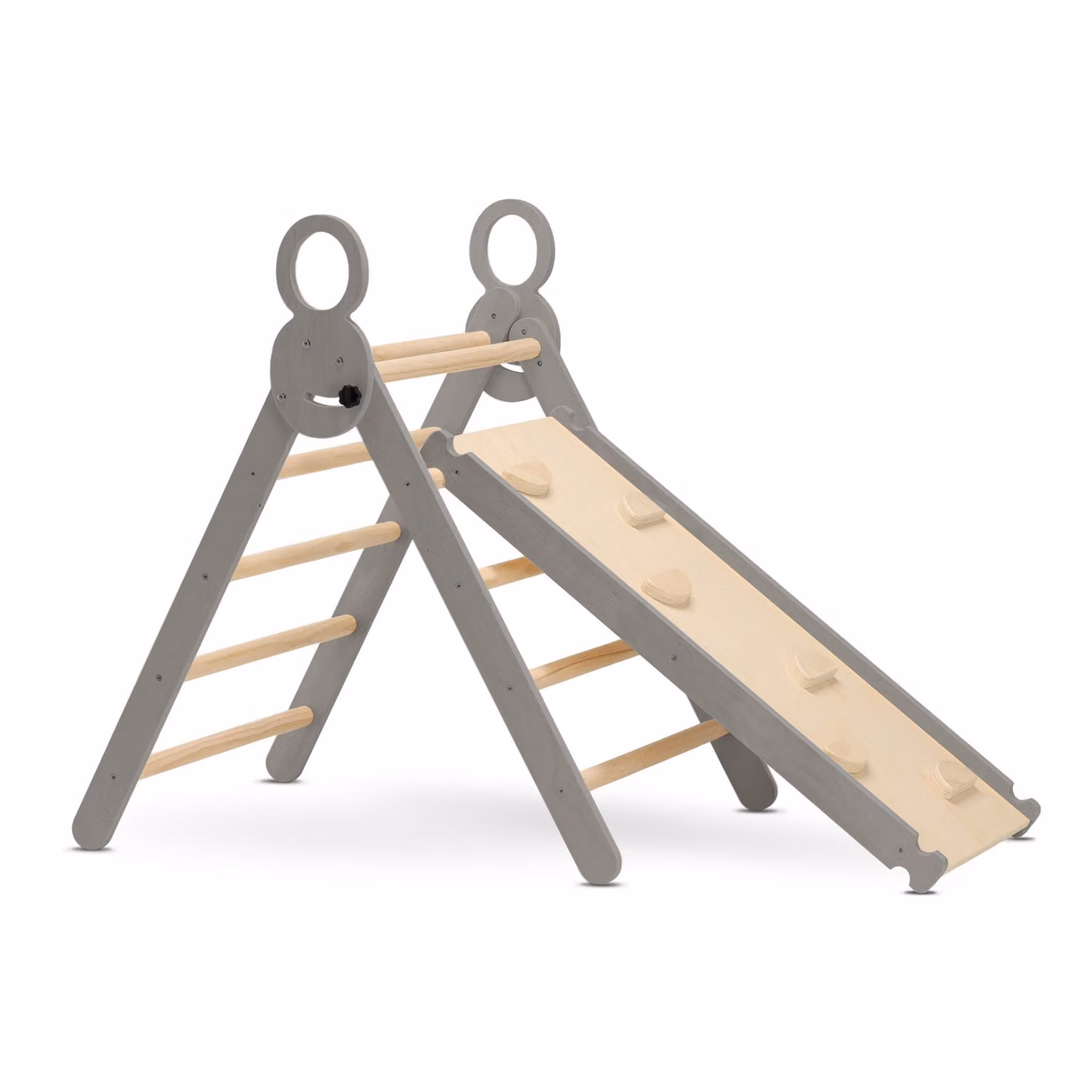 Deryan XXL, struttura gioco per bambini con elementi da arrampicata, scivolo, pieghevole, colore grigio, dimensioni 220x83x81 cm