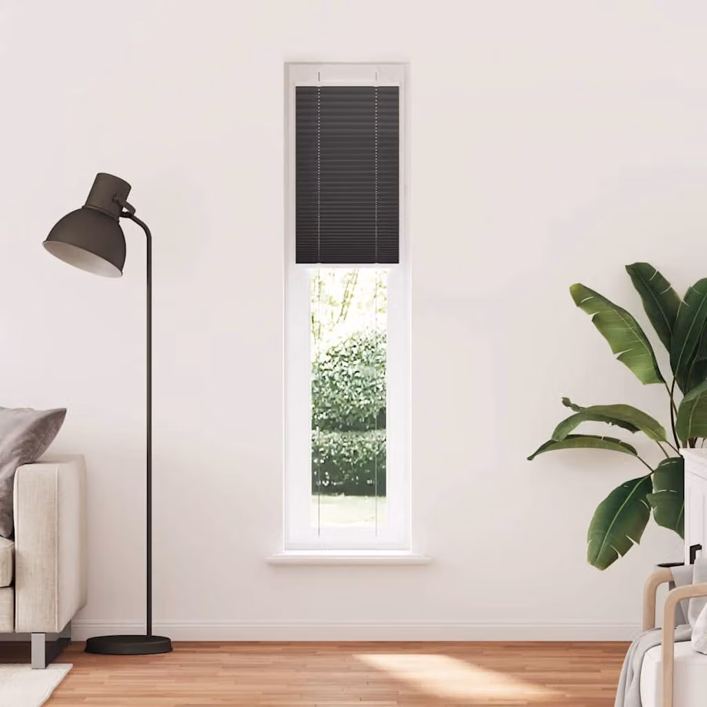 vidaXL Tenda Plissettata Nera 40x200 cm Larghezza Tessuto 39,4 cm