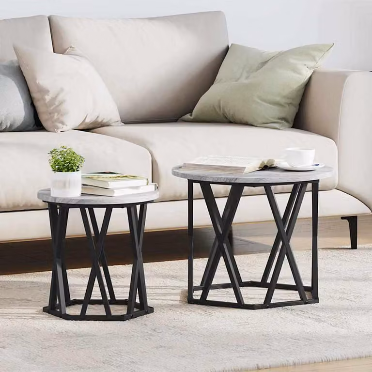 Maison Exclusive - Tavolino da caffè, 2 pezzi, colore grigio Sonoma, 50 x 50 x 50 cm